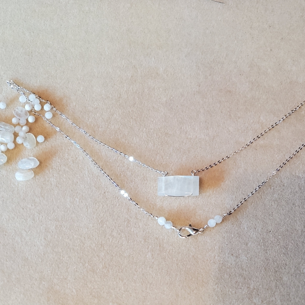 Blue flash moonstone necklace